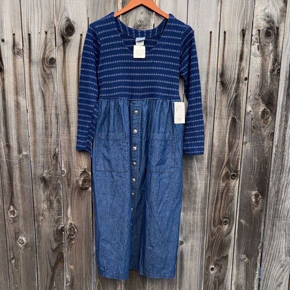 Rabbit Rabbit Rabbit Vintage Long Sleeve Button Front Denim Dress Petite Size 6 - Picture 1 of 14
